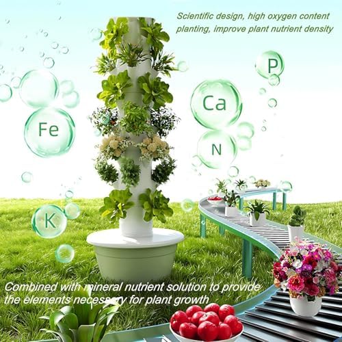 Hydroponics Growing Tower System 5/7/9 Layer Indoor/Outdoor Planter with 4 LED Grow Lights for Fruits &amp Vegetables Efficient Hydroponic Garden Solution