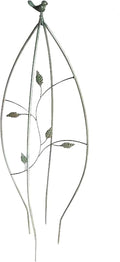 Garden Bird Obelisk Trellis for Climbing Plants Vintage Flower Support Iron Metal Tomatoes Vegetables Flowers Vines (Green)