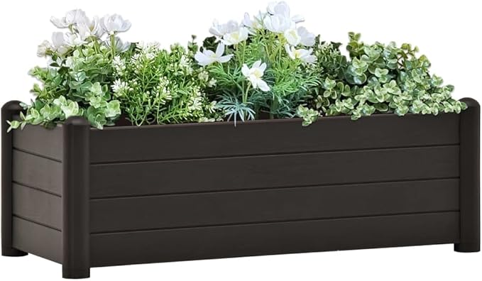 Garden Raised BedLarge Planter Box Raised Garden Beds with Trellis for Flowers Porch and Fruit Herbs Decks Patios Anthracite 39.4X16.9X13.8