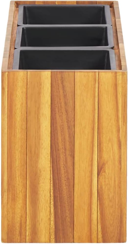 SKM Garden Raised Bed with 3 Pots Solid Acacia Wood-6572