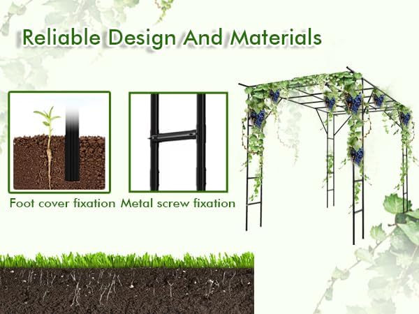 118'' L x 79'' W x 90.5'' H Grape Vine Trellis - Large Outdoor Garden Arch Trellis Plant Climbing Pergola Used for Arbour Gazebo Trellis for Backyard Decoration