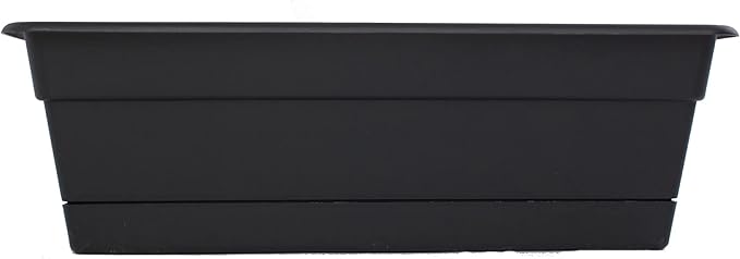 Bloem Dura Cotta 18 Black Resin Rectangle Window Box Planter with Saucer Tray for Indoor and Outdoor Gardening