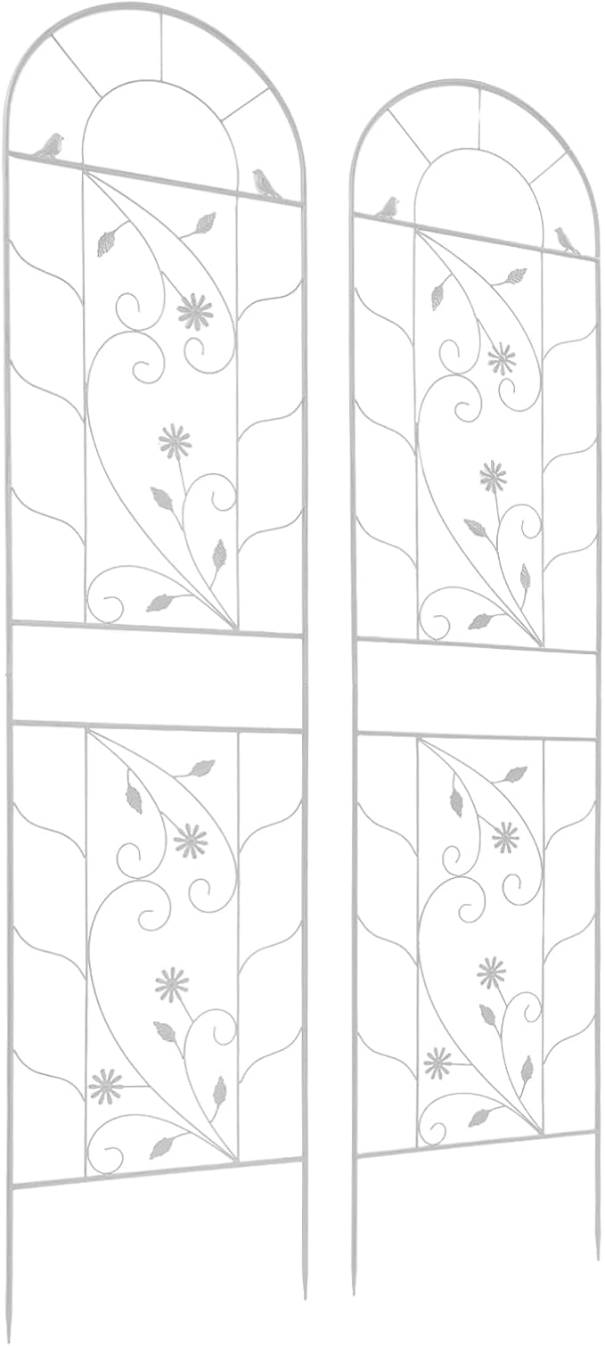 2 PCS Garden Trellises Iron Garden Trellis Green Iron Garden Trellis for Climbing Plants Sturdy and Weather-Resistant Vertical Trellis for Yard Patio Lawn (White)