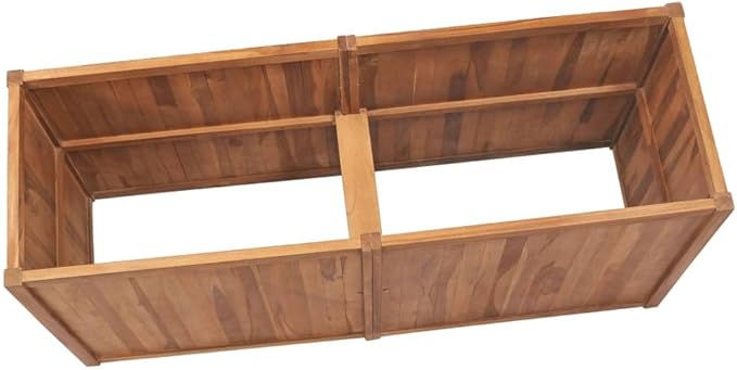 Teak Wood Raised Bed for Garden Plants Flowers Vegetables - Galvanized Steel Frame - 59.1 in. Width Wire Mesh - Outdoor Landscape Fencing Baskets