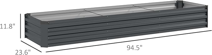94.5 Inch Extra Long Large Raised Garden Bed 8FT Metal Planter Box for Vegetables &amp Flowers Open Bottom Galvanized Steel Elevated Garden Bed with Wood Grain Finish
