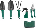 Garden Tool Set with Stainless Steel Planting Shovels and Rake Portable 5pcs Gardening Supplies with Carrying Case for Outdoor Planting and Lawn Care