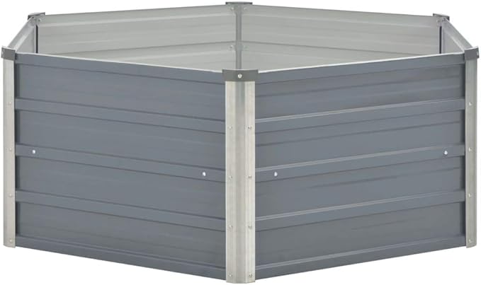 Large Galvanized Steel Plant Bed - 50.8 Metal Outdoor Flower Box for Gardening Herbs and Vegetable Planting Gray Finish