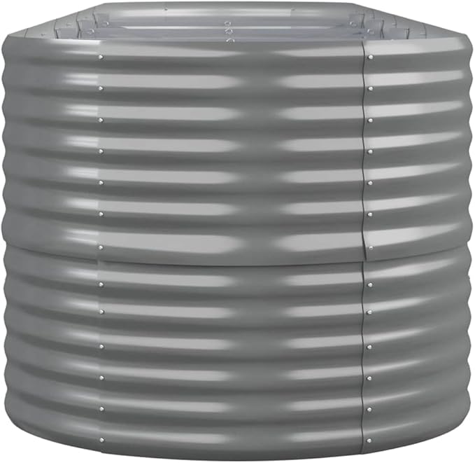 Large Oval Garden Raised Bed Grey Powder-Coated Steel Planter for Outdoor Plants 144.9x31.5x26.8 in Durable Raised Beds for Gardening