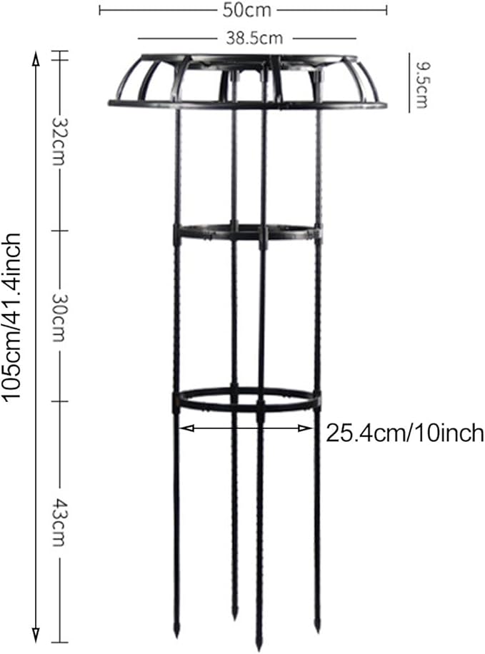 Garden Trellis for Climbing Plants Outdoor Mushroom Top Design Plant Stand Plant Trellis Support Cage for Climbing Vine Rose Clematis Indoor Potted Plants Black Black M