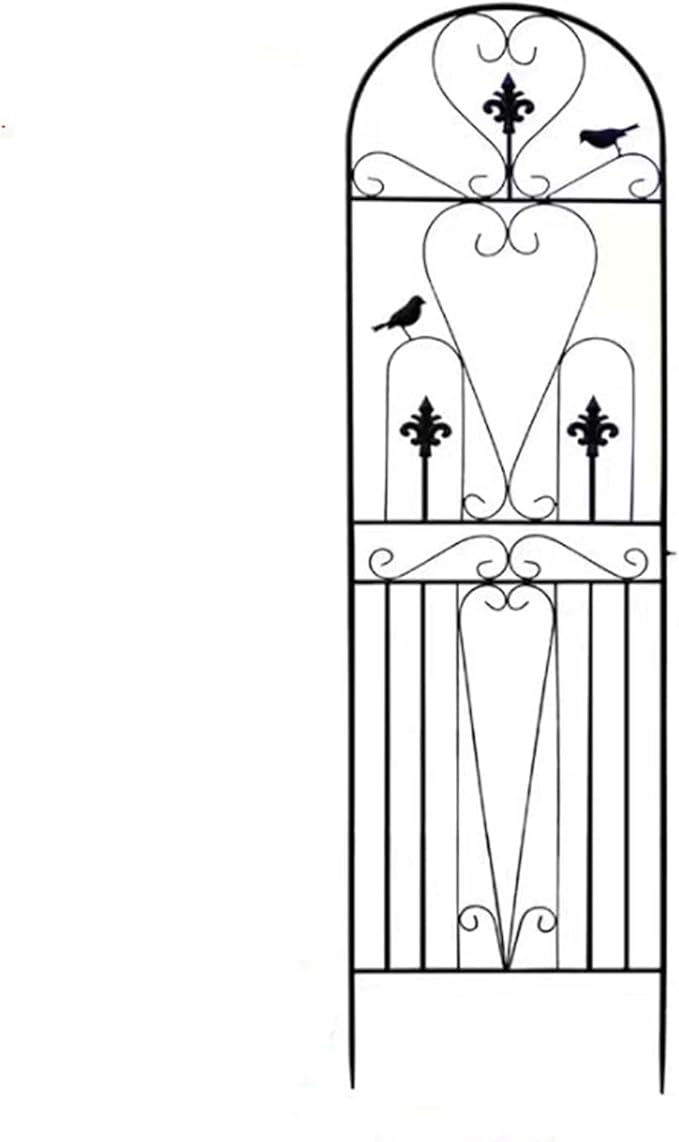 Garden Trellis with BirdsRust Proof Sturdy Black/White Iron Trellis for Indoor and Outdoor Climbing Plants Lawn Garden Backyard Vegetables FruitsFlowers(Color:BlackSize:200cmx50cm)