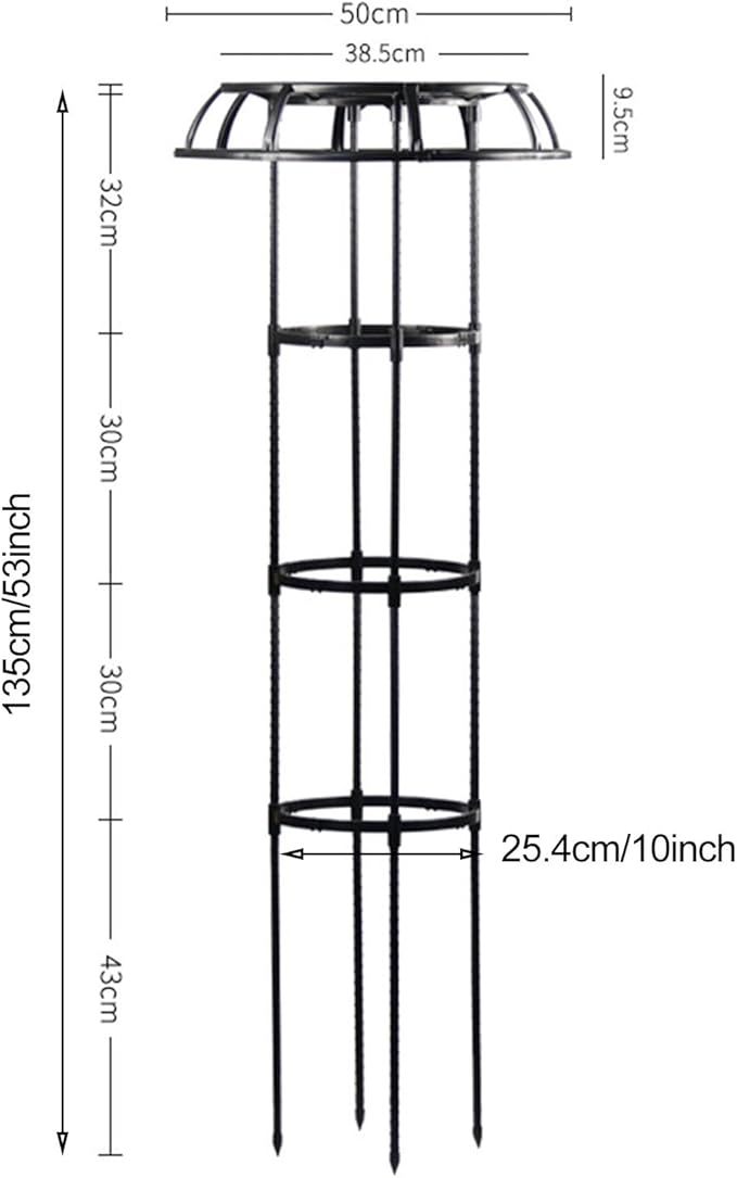 Garden Trellis for Climbing Plants Outdoor Mushroom Top Design Plant Stand Plant Trellis Support Cage for Climbing Vine Rose Clematis Indoor Potted Plants Black Black L