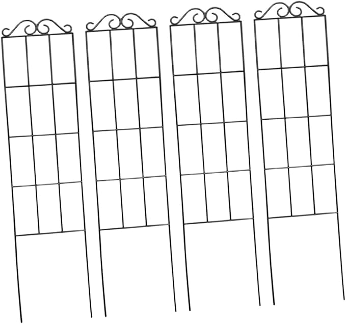 Gadpiparty 4pcs Garden Trellis for Flower Pot Climbing Plant Frame Metal Plant Support Stand 50x15cm Black for Indoor Outdoor Potted Vines and Vegetable Climbing