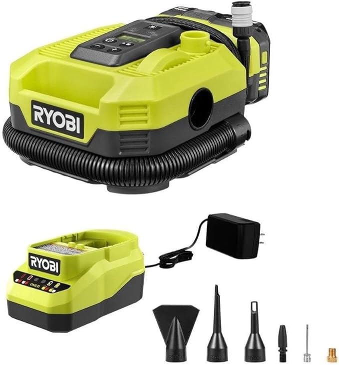RYOBI ONEAND 18V Dual Function INFLATOR KIT with 2.0AH Battery and Charger PCL031K1