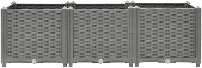 YAFF Rectangular Raised Garden Bed - Light Grey Polypropylene Textured Basketweave Finish 47x47 Inches