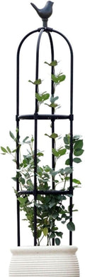 Garden Trellis for Climbing Plants Outdoor Garden Obelisk Trellis Metal for Climbing Vegetables 3.77ft 4.1ft 5.41ft 6.73ft Tower Obelisk Plant Support Shelf Clematis Jasmine(Black25 x 85cm/0.82 x