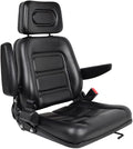 Foldable Universal Lawn Mower SeatWaterproof Artificial Leather Seat with 0-90°Armrest &amp Retractable SeatbeltBlack PVC Forklift Seat w/Adjustable Angle Backrest and Slid(Size:w/HeadrestColor:Bl