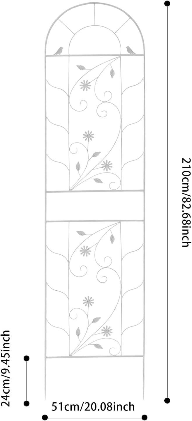 2 Pack 20.08×82.68in Rustic Iron Garden Trellis – Weather-Resistant Plant Support for Outdoor Climbing Vines Flowers &amp Vegetables