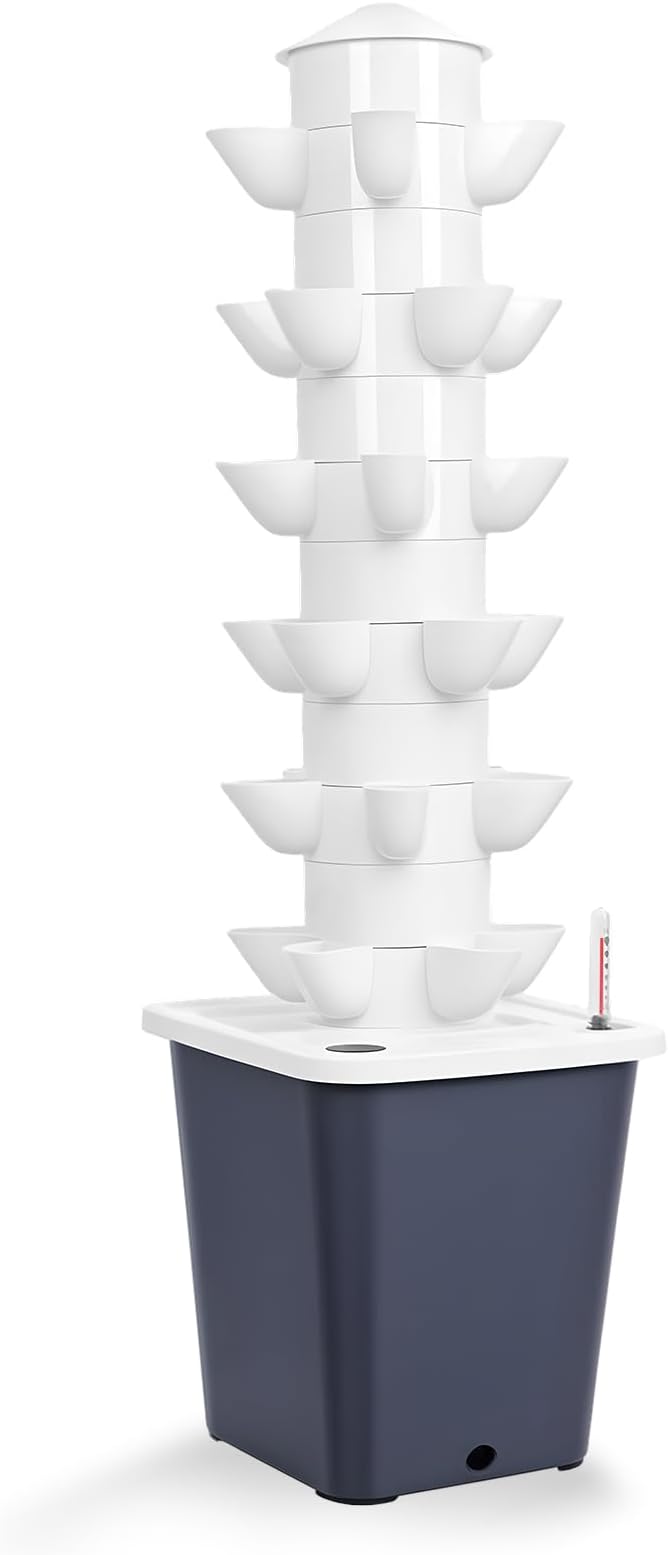 Hydroponic Growing Tower with 10L Tank 6 Layers 30 Plants Indoor Hydroponics Growing System Soilless Cultivation Herbs Fruits Vegetables Vertical Planter Tower Kit Indoor Plants Garden Sys