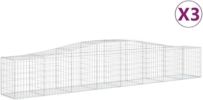 Galvanized Steel Gabion Planter Box Set of 3 Modern Outdoor Garden Bed 157.5x19.7x23.6 Extra Long Silver Raised Landscape Barriers for Patio Yard &amp Driveway