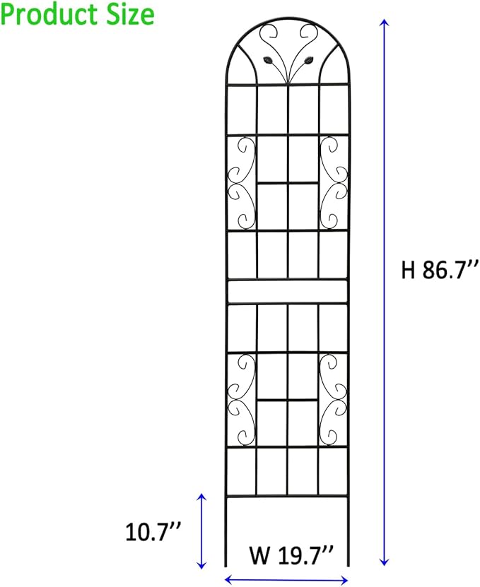 2 Pack Metal Garden Trellis 86.7 X 19.7 Rust-Resistant Trellis for Climbing Plants Outdoor Flower Support Black Black Outdoor Ready
