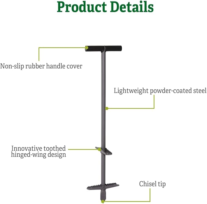 Gardener's Supply Company Double-up Compost Aerator Tool - Durable Steel with Rubber Handle for Easy Turning &amp Mixing Outdoor Compost Bin