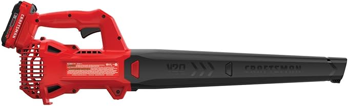 CRAFTSMAN 20V MAX Cordless Leaf Blower with Battery and Charger Hard Surface Electric Leaf BlowerPowerful up to 90 MPH Red (CMCBL710D1)
