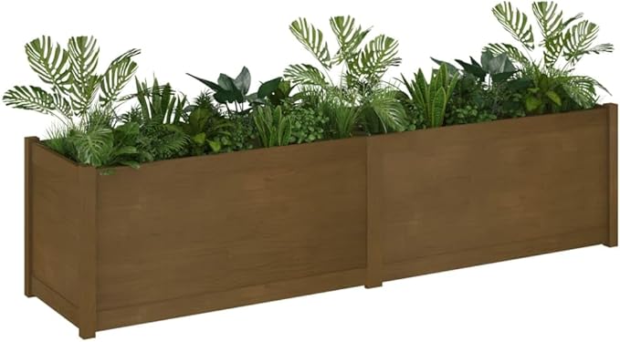 Wooden Garden Planter Box Raised Garden Bed Indoor Outdoor Planter Outdoor Wood Raised Garden Bed for Vegetables Flowers Herbs Honey Brown 78.7x19.7x19.7 Solid Wood Pine-275