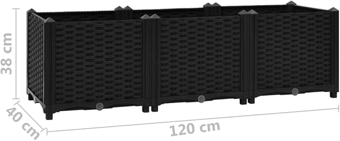 Raised BedOutdoor Planting BoxesIndustrial Rustic PlanterRaised Beds for GardeningPlantersfor Backyard Patio Balcony Garden47.2x15.7x15 Polypropylene