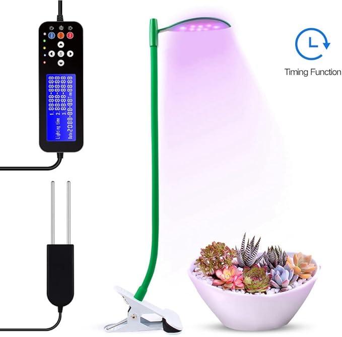21LEDs Grow Light with Flexible Gooseneck Clip for Indoor Plants Energy-Efficient LED Plant Lamp with Timer Brightness &amp Humidity Control LCD Display for Greenhouse Gardening