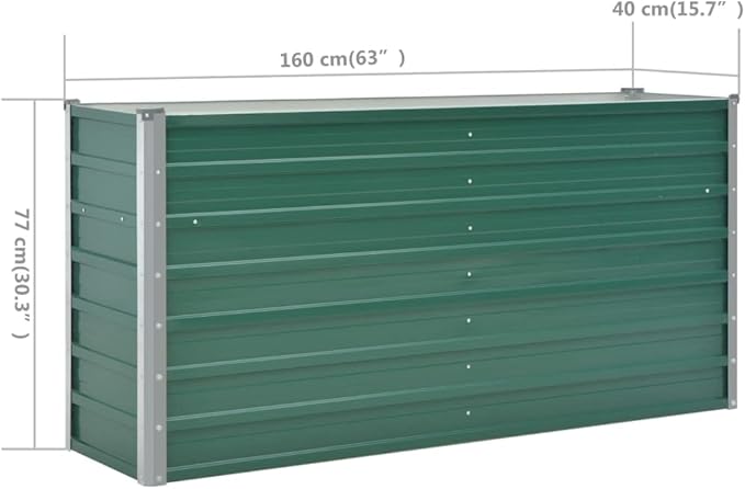 SKM Garden Raised Bed Garden Raised Bed Galvanized Steel 63x15.7x31.3 Green