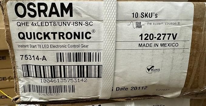 SYLVANIA 10 Pieces 75314 QHE 4xLEDT8/UNV-ISN-SC 4 Lamp Universal Voltage LED Driver for T8 Lamp