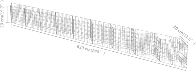 Outdoor Garden Gabion Wall Gabion Stone Basket Planter Raised Vegetable BedSteel Garden Decoration Galvanized Steel 248x11.8x19.7 -AA