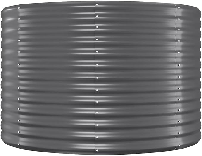 98 x 39 Oval Raised Garden Bed Anthracite Powder-Coated Steel Large Outdoor Planter for Vegetables Flowers on Patio Backyard Terrace