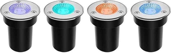 4pcs Outdoor 3W Round Floor Lamp LED Beam Spotlights Underground Well Light COB Mini Landscape Light IP67 Waterproof Landscapes Lighting Flood/Step Garden Light(Red3W(85-265v))