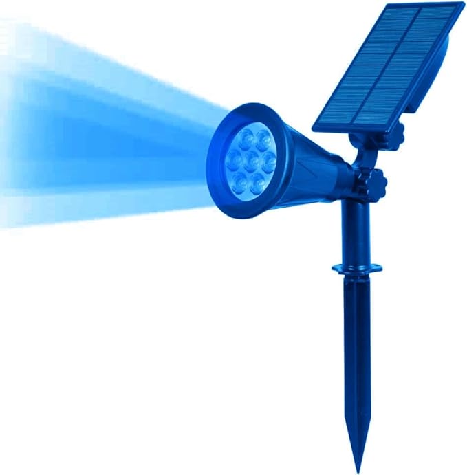 Solar Landscape Lights 7 LED Solar Spotlights 2 in 1 Security Light Solar Lights Outdoor Waterproof for TreePatioYard (Blue)