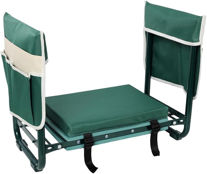 Garden Kneeler and Seat Bench with 2 Free Tool Pouch Foldable Stool EVA Foam Pad with an Extra Soft Wider Cushion and Large Tool Bag for Gardeninng Lovers