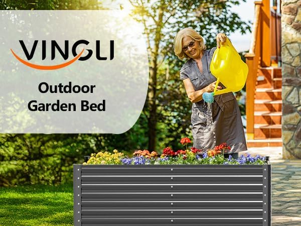 VINGLI Galvanized Raised Garden Beds Outdoor 6x3x2 Ft 8x4x2 Ft Lager Metal Planter Raised Beds for Planting Vegetables Flowers Herb (6 * 3 * 2（Square）)