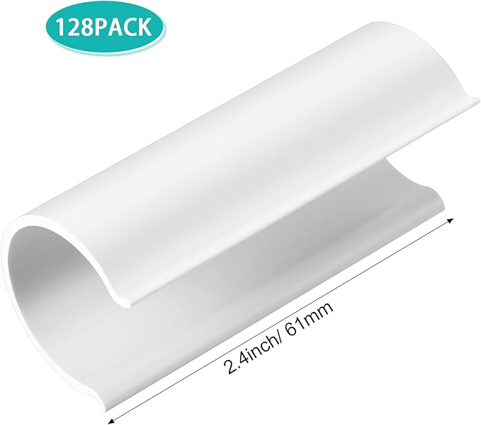 Jetec 128 Pieces PVC Pipe Clips Covers 2.4 Inches Long Greenhouse Clamps for Netting for Greenhouses Garden Shelters Bird Protection(For 1 Inch PVC PipeWhite)