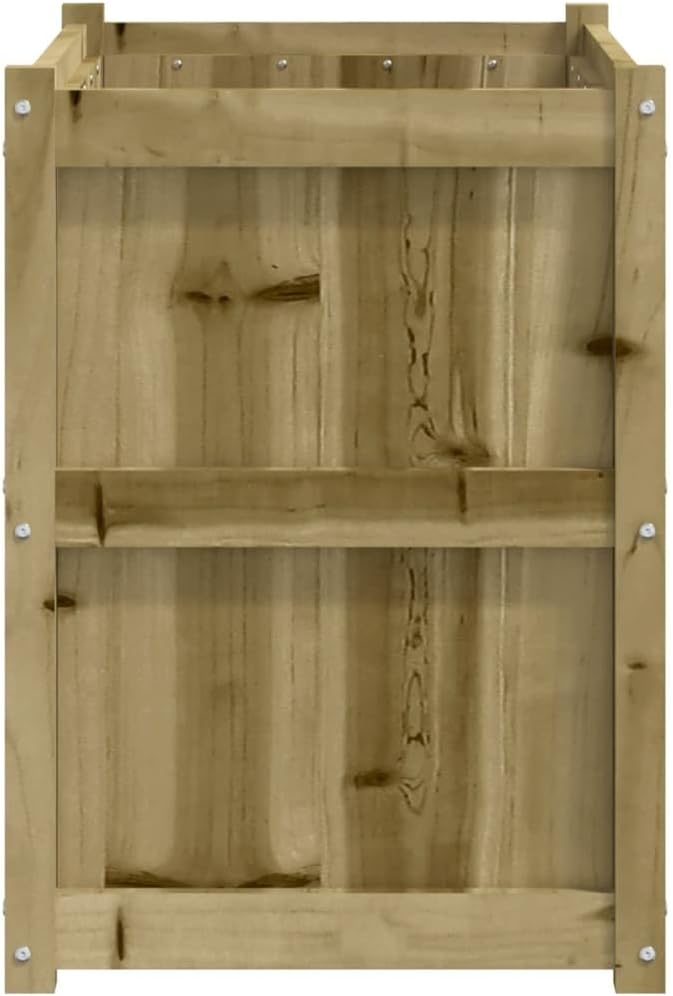 Large Garden Planter Natural Pine Treated Solid Wood 35.4x35.4x27.6 inch Durable Outdoor Raised Garden Bed for Flowers Herbs Vegetables