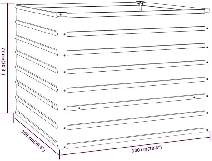 39.4 Corten Square Raised Planter Box Large Weathering Steel Garden Bed for Plants Herbs Vegetables