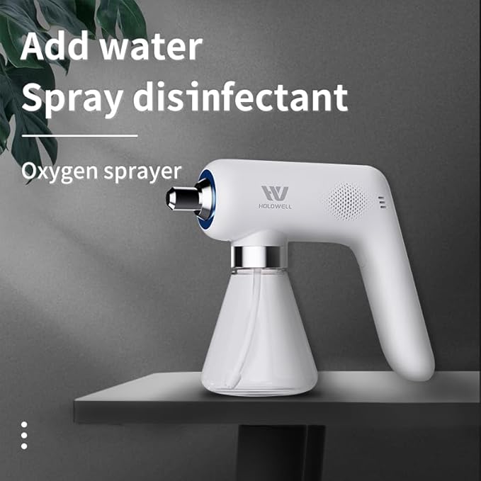 Ozone Disinfectant Fogger Machine O3 Generator Removable Nozzle Air/Odor Clean Handheld Cordless Electric Nano Sanitizer Spray Gun for Touchless Sanitization Deodorate (White)