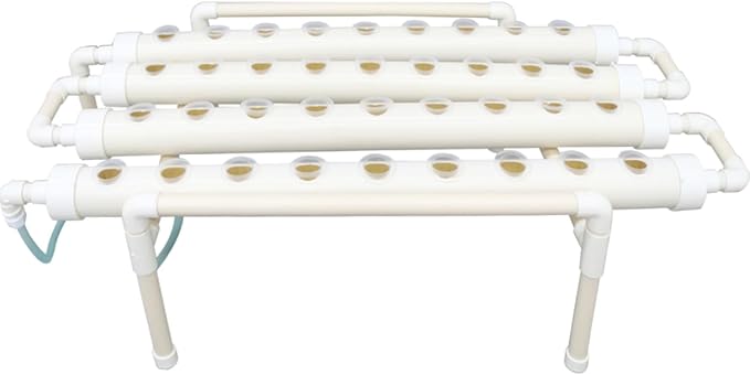 INTBUYING Hydroponics Growing System 36 Holes 4 Pipes 1 Layer Plant Site Grow Kit Hydroponic Gardening System Horizontal with Water Pump Nest Basket Sponge for Leafy Vegetables