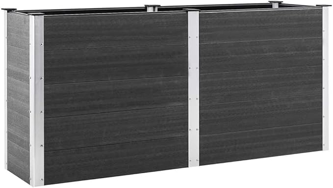vidaXL Raised Garden/Flower Bed - Gray WPC/Steel Weather- Modern Design 78.7 x 19.7 x 35.8