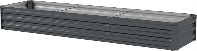 94.5 Inch Extra Long Large Raised Garden Bed 8FT Metal Planter Box for Vegetables &amp Flowers Open Bottom Galvanized Steel Elevated Garden Bed with Wood Grain Finish