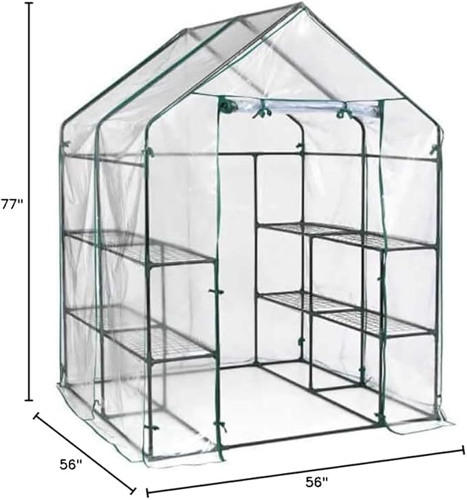 ShelterLogic 4'8 x 4'8 x 6'5 GrowIT Small Walk-in Greenhouse with 8 Wire Shelves for Outdoors Easy-Access &amp Durable