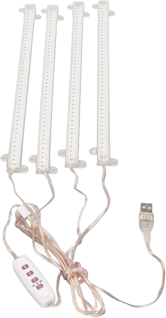 Full Plant Grow Light with USB Plug 4 Heads Dimmable LED for Indoor Succulent Care - Timer Function Adjustable Brightness Easy Installation (Sun Light 4000K 168LEDs)