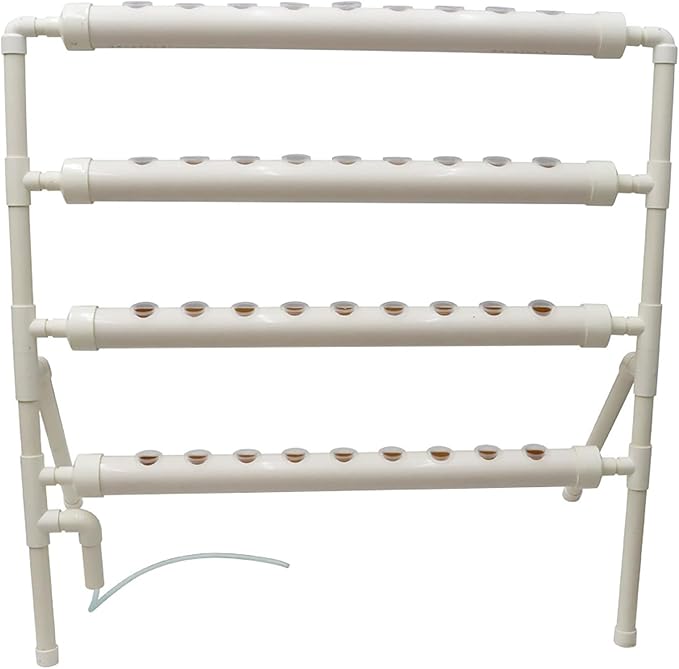 INTBUYING Hydroponics Growing System 36 Holes 4 Pipes 4 Layer Plant Site Grow Kit Hydroponics Gardending System Ladder Style Inner Set Hose with Water Pump Nest Basket and Sponge