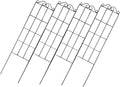 DOITOOL 4pcs Metal Garden Trellis Plant Support Frame Climbing Plant Stand for Potted Flowers Vines 50x15cm Black for Home and Outdoor Garden Use