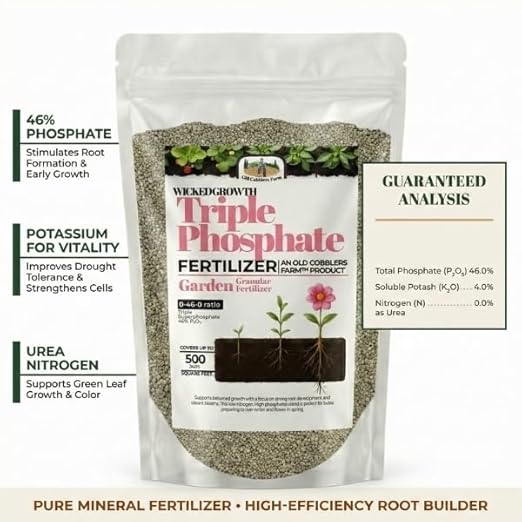 Old Cobblers Farm™ Wicked Growth Triple Phosphate Fertilizer - for Strong Roots and Vibrant Growth (5 lbs | 10 lbs | 15 lbs | 20 lbs) (15lbs)