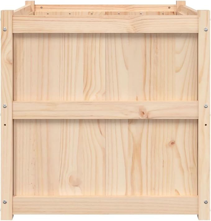 Large Rustic Square Outdoor Garden Planter Solid Pine Wood 27.6 Inch Raised Garden Bed for Outdoor Plants Balcony Patio